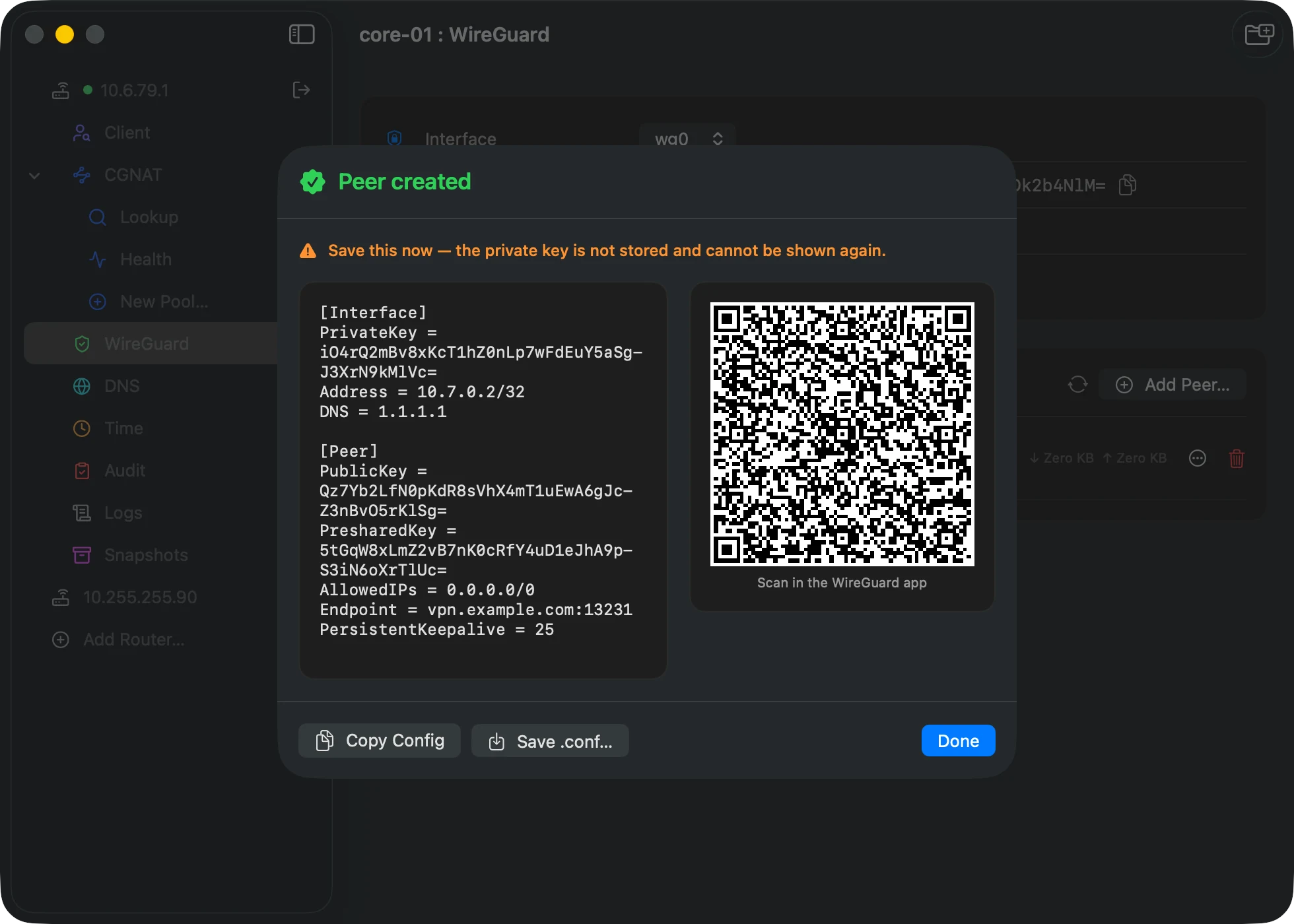 A configuration the client can use